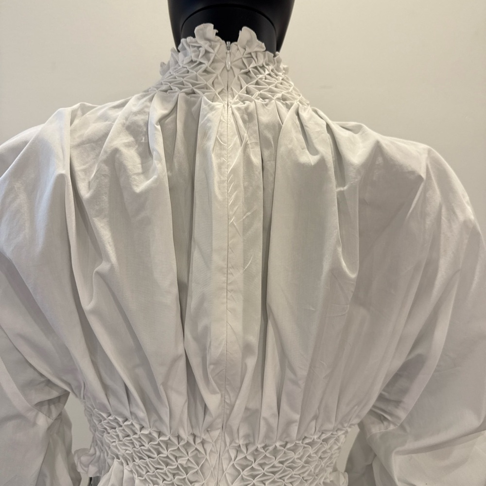 Kenzo Paris Smocked High Neck Blouse FR 38 | Dramatic Sleeve | Wrn Once - Picture 14 of 15